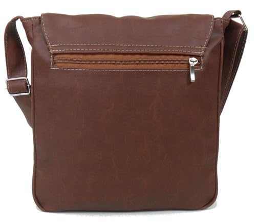 Bolsa Carteiro Pasta Transversal Em Sintético Masculina Feminina Estudante Trabalho Passeio (Caramel