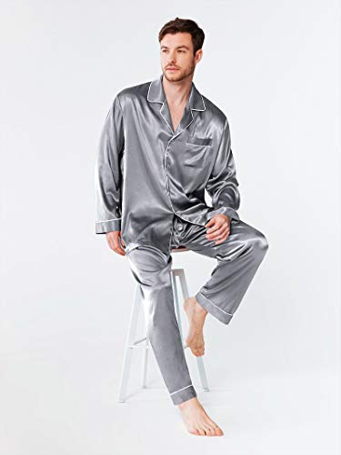SIORO Mens Silk Satin Pajama Set Long Sleeve Sleepwear Button Down PJ Set with Pocket Loungewear M-XXL2