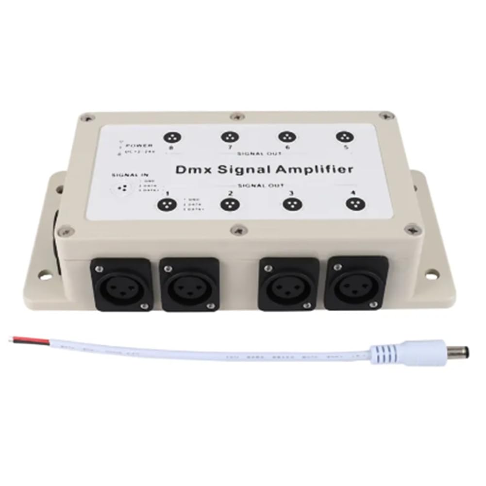 1 Pezzo Dc 12-24V 8 Canali Uscita Dmx512 LED Controller Amplificatore di Segnale Distributore Splitter Plastica Crema per Apparecchiature Domestiche
