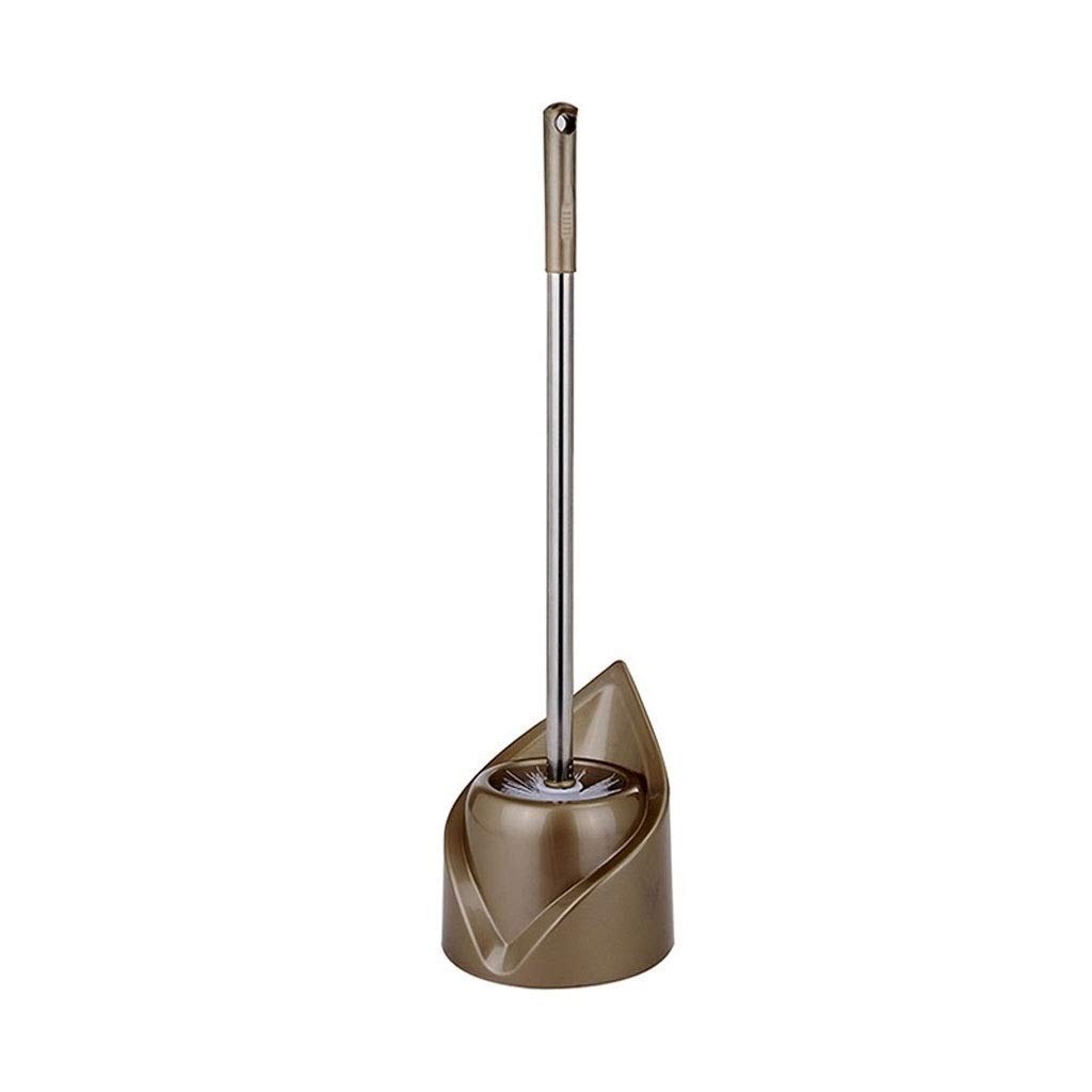 Toilettenbürste Kunststoff Toilettenbürste und Halterung Edelstahl Langgriff Badezimmer Reinigen Sie das Toilettenset mit Basis WC-Schüsselbürste Toilettenbürstenhalter (Farbe: Gold, Größe: