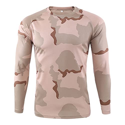 GYHH Chemise Tactique Homme Militaire Chemise De Combat à Manches Longues T-Shirt Respirant Vêtement en Plein Air Camouflage pour Chasse en Plein Air (Tricolor Desert,S) Cover
