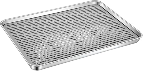 Farigrut 304 ステンレス鋼製キッチン水切り棚 食器乾燥棚・水切り皿・小皿棚付き フルーツ棚兼用 プラスチック茶器・コーヒーテーブルコップ用収納トレイ 抗菌機能 無臭 水気滴速除去 乾燥効率良 洗いやすいキッチン収納品?