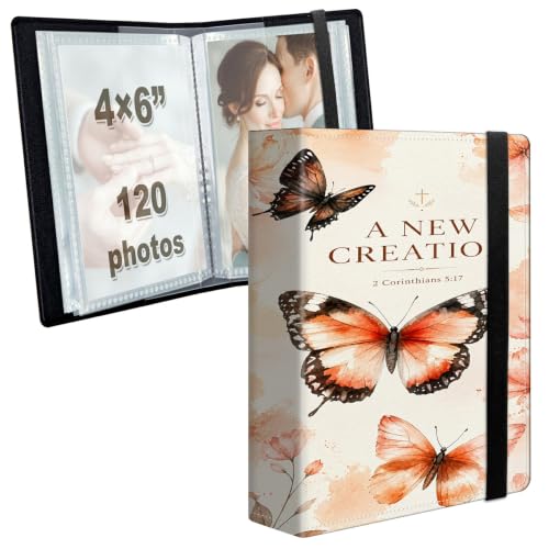 Image of Photo Album 4x6 120 Photos with Strong Elastic Band, Faith Butterfly