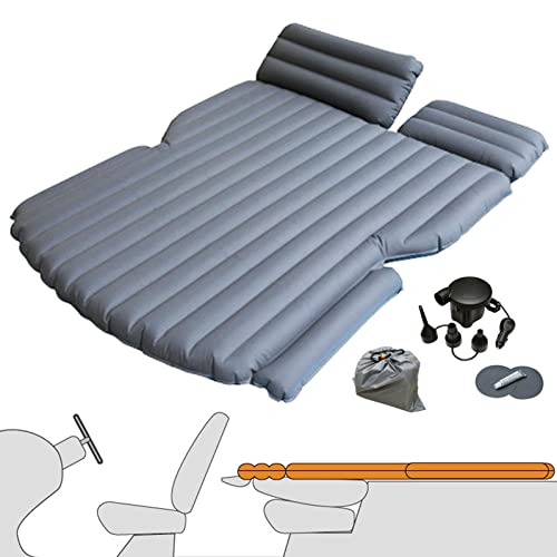 Luftmadrass för bil, uppblåsbar säng för bil, SUV, halvkombi, camping, resor, flockning, yta, uppblåsbar säng, lastbil, sovdyna med elbil, luftpump