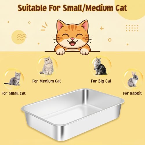 Arenero para gatos de acero inox. tamaño grande con tapa miniatura 3