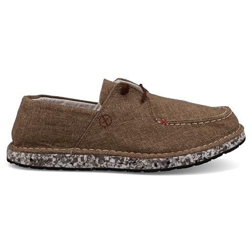 Chaussure bateau hommes Twisted X Circular en lin marron pointure 42
