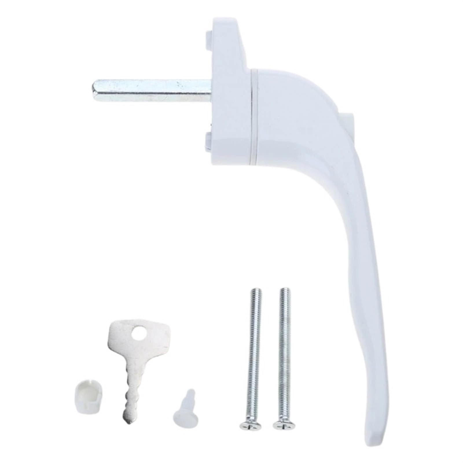 Poignées de fenêtre universelles en PVC Blanc pour Verrouillage à clé, compatibles avec Les Doubles vitrages et Les Portes coulissantes.