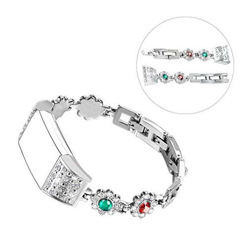 Band for Fitbit Charge 2,Women Bling Metal Replacement Silver Bracelet for Fitbit Charge 2,Wristband Stainless Steel with Rhinestone for Fitbit Charge 2