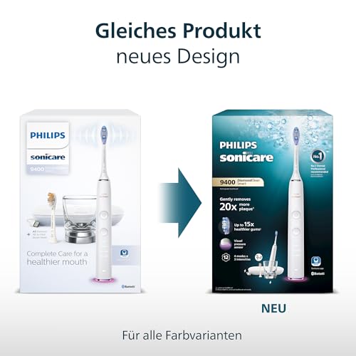 Philips Sonicare DiamondClean Smart 9400 elektrische Zahnbürste, Schallzahnbürste mit App, Drucksensor, Bürstenkopferkennung, 4 Putzmodi und 3 Intensitätsstufen, Grau, Modell HX9917/90 6