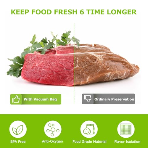 Image of Bonsenkitchen Precut Vacuum Sealer Bags, 500 Pint 6 inch x 9 inch Food Sealer Bags | Commercial Grade, Heavy Duty, Customized Size Vacuum Bags for Vac Storage, Meal Prep or Sous Vide Cooking