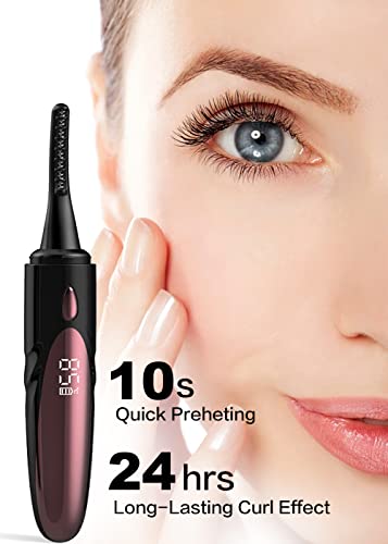 Heated Eyelash Curlers Fast Heat Up Within 10S,Electric Eyelash Curler For Women,24 Hours Long Lasting, Lash Curler Type C Rechargeable(Black) #TOP4