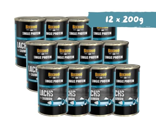 Belcando Single Protein Lachs 12x400g - reines Nassfutter ohne Zusätze – ideal bei Futterunverträglichkeiten, im praktischen Sparpaket.