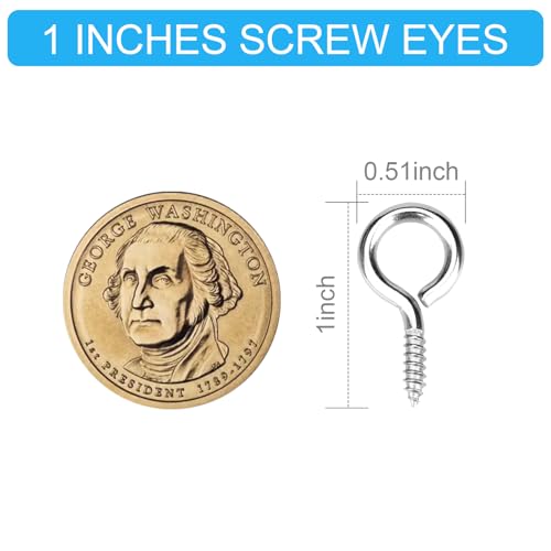 Aovchei YY-005 50Pcs 1 Inches 304 Stainless Steel Eye Screws thumb #3