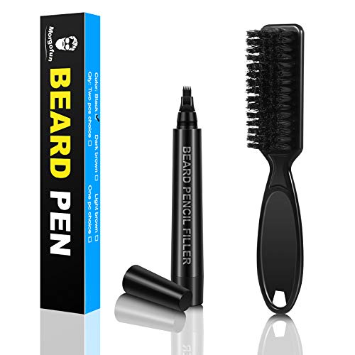 Black Beard Pencil Filler for Men With Brush- Fast Camouflage Natural Moustache Grower, Water Proof Long Lasting Coverage