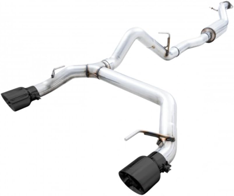AWE Tuning 2021+ Ford Bronco 0FG Dual Rear Exit Exhaust w/Diamond Black Tips & Bash Guard - 3015-33456