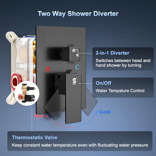 SR-SUN-RISE-12-Inch-Slide-Bar-Shower-Faucet-Luxury-High-Pressure-Shower-Heads-and-Handheld-Spray-Combo-Set-Wall-Mounted-Shower-System-Included-Valve-and-Trim-Kit-Matte-Black SR SUN RISE 12 Inch Slide Bar Shower Faucet Luxury High Pressure Shower Heads and Handheld Spray Combo Set Wall Mounted Shower System Included Valve and Trim Kit Matte Black