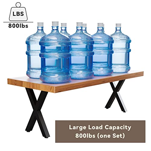 Iteelas Heavy Duty Furniture Legs 16 Inch, X-Shape Metal Coffee Table Legs, Bench Legs Set Of 2, Home Diy Projects, Black 15.7" H×11" W #TOP2