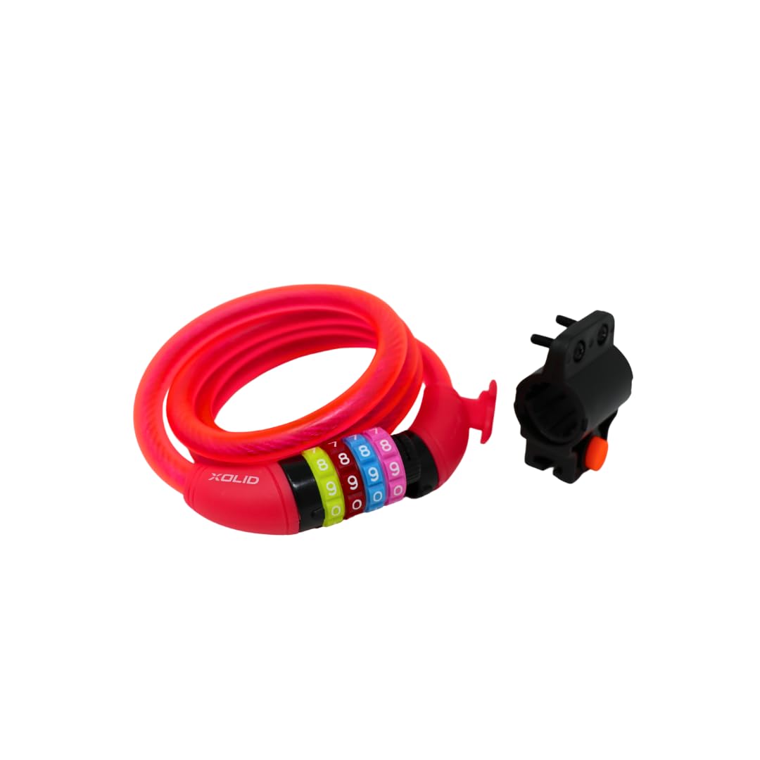 Xolid Lucchetto a combinazione con cavo, 1200 x 12 mm, rosa, extra lungo, sicuro, flessibile, resistente alle intemperie, senza chiave, ideale per bicicletta, e-bike, scooter, antifurto, elegante