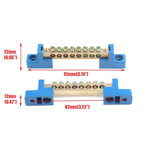 Quluxe Terminal Bus Bar Terminal Block Brass Wire Screw Terminal, 8 Positions Screw Brass Terminal Grounding Strip Bus Bar Block (Pack Of 4) #TOP1
