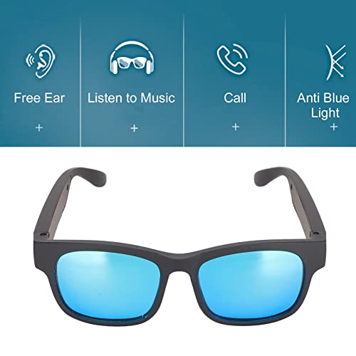 Gafas de Audio Inteligentes, Gafas de Sol Inalámbricas con Bluetooth de Oído Abierto con Auriculares, Gafas de Sol Polarizadas con Cancelación de Ruido para Deportes Al Aire Libre para(Azul)