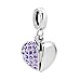 ShinyJewelry I Love You Heart Charm Dangle Synthetic Purple Crystal Bead for European Bracelet Necklace