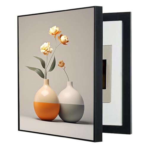 Panneau électrique masqué par un coffret de disjoncteur art mural de salon