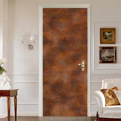 Papel Pintado Puerta Óxido marrón Vinilos Autoadhesivo Puerta Pegatina Pared Murales Póster para Cocina Sala de Baño Hogar Arte Decorativos 77x200 cm