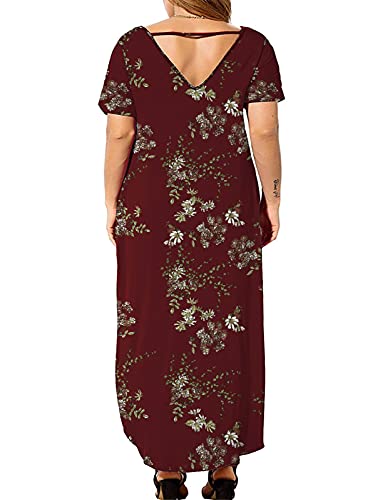 Image of Kancystore Women's Plus Size Dresses Summer Casual Loose Pocket Short Sleeve Slits Long Maxi Dress XL-5X