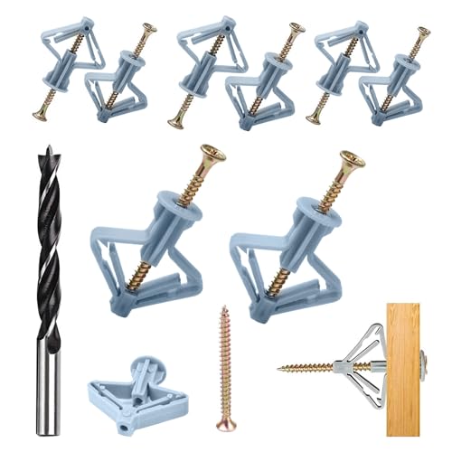 Svitzoot 200 Piezas Tacos para Cartón Yeso M8 x 50 Tacos Para Placas de Yeso 100 Tacos de Pared 100 Tornillos Anclaje y tornillo para placas de yeso Capacidad de carga de 30 kg y una broca de 10mm