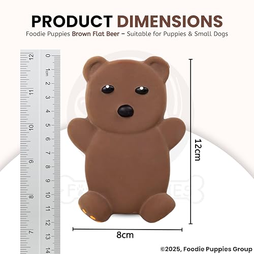 Image of Foodie Puppies Dog Squeaky Chew Latex Rubber Toy - (Brown Flat Beer) for Small Dogs & Puppies | Durable, Soft, Animal Design, Fetch & Chew Safe Play Toy | Reduce Separation Anxiety