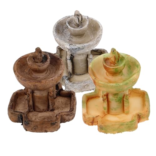 GANAZONO 3Pcs Micro Landscape Decoration Miniature Fountain Decor Resin Water Fountain Ornament for Garden Tabletop Fish Tank Fairy Garden and Home