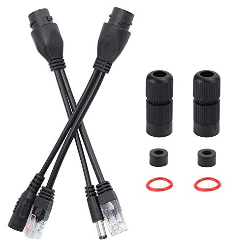 Pongnas POE Adapter Cable Splitter para dispositivos 12V compatible IEEE 802.3af y 802.3at, carcasa ABS, separación de energía y datos, instalación plug and play compatible con cámaras IP, AP y teléfonos VoIP miniatura 6