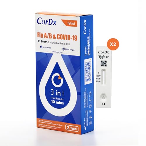 Image of CorDx Flu A /B & COVID-19, At Home 3-in-1 Rapid Test Kit, 2 Tests