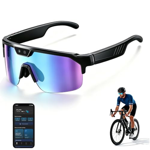 Image of AI Cycling Camera Glasses, 4K Video Recording Sunglasses for Men Women Vlog | UV400 Polarized, AI Translation, Object Recognition & EIS Stabilization, Bluetooth Smart Glasses for Skiing /Hiking /Baseball