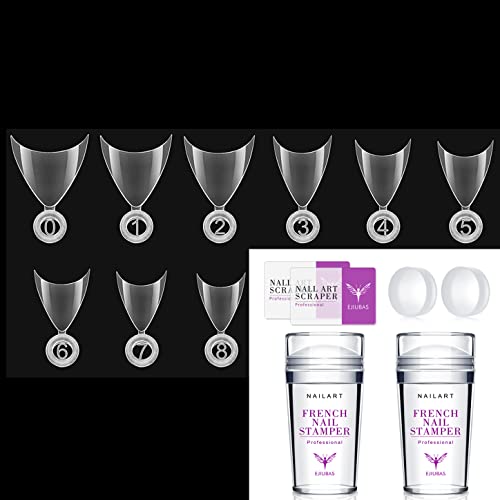 Ejiubas Short Stiletto Nails French Nail Tips French Tip Nail Stamp #TOP15
