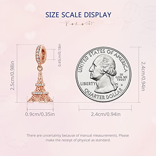 Dije colgante Torre Eiffel plata ley 925 hecho a mano compatible con pulseras 7