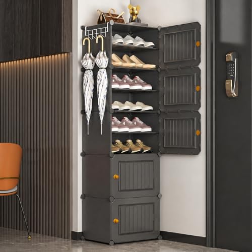 EXVITO 10 Tier Shoe Rack with Shelf, Folding Shoe Rack for Bedroom, Living Room,Entryway, Footwear Stand for Home, Organizer, ShoeRack Plastic | Plastic Shoes Rack for Home - Grey