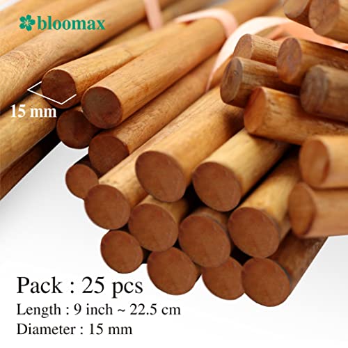 Image of BLOOMAX 20 Pcs Hardwood Round Wooden Dowels - 9-Inch x 14mm Polished Solid Rods for Macrame, Wall Hanging, Art & Craft, DIY Projects (Made in India)
