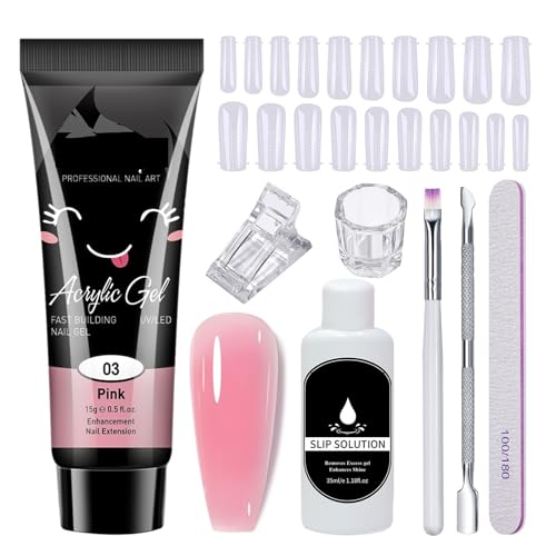 Nail Extension Kit with UV Lamp - 9 Set Sizes (6-26 Pieces) | All-In-One Gel Polish, Tips & Tools for Salon-Quality Nails at Home(Colorful C(8pcs))