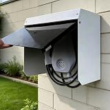 Genérico Techo Protector para estación de Carga de vehículos eléctricos, Carcasa Mural para Cargador de vehículos eléctricos con Cubierta acrílica, Protectores metálicos para Toma de Timbre Exterior