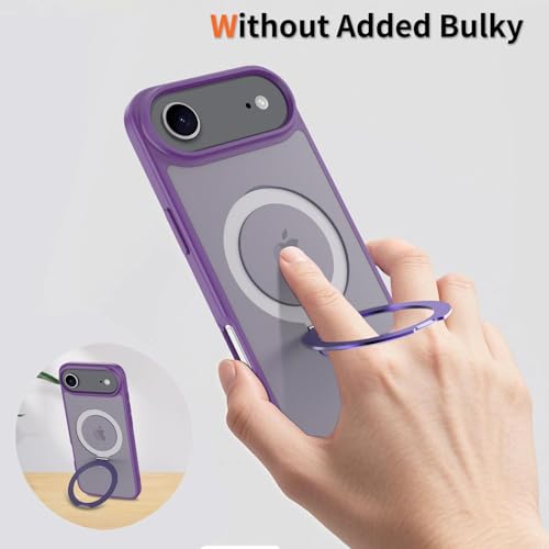 Image of Magnetic for iPhone 17 Air Case, 6.5 inch, Compatible with MagSafe, Rugged Kickstand, Not-Yellowing Military-Grade Protection, Matte Purple
