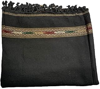 Desert Dress Afghan Mens Large Brown Black Gray Blanket Wool Shawl Long Scarf WRAP Gift PATU Winter Head New (Black)
