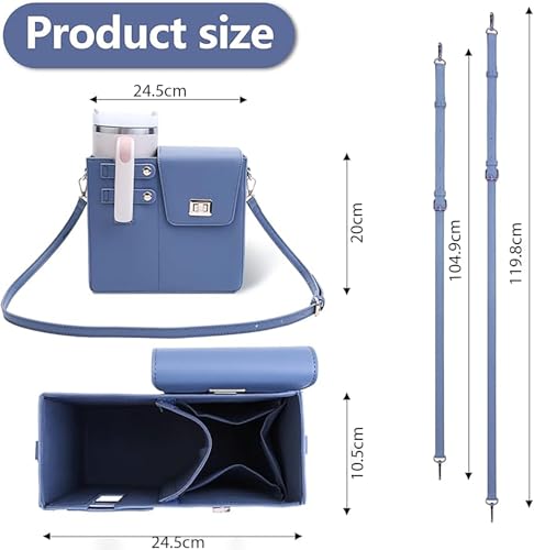 Image of House of Quirk Outdoor Portable Crossbody Tumbler Holder Bag with Purse Compartment - Travel Water Bottle Carrier for Hiking, Walking, Camping (Steel Blue)