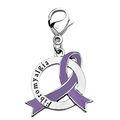 CENWA Fibromyalgia Purple Ribbon Charm Zipper Pull Fibromyalgia Awareness Gift Fibromyalgia Jewelry...