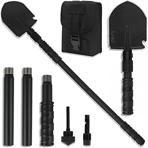 iunio Camping Shovel,Shovel Folding, Portable, Multitool, Foldable Entrenching Tool , Collapsible Spade, for Backpacking, Trenching, Hiking, Survival, Car Emergency (Standard E-tool)