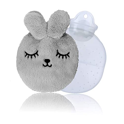 Wärmflasche, Wärmflasche Kinder, Wärmflaschen, Wärmeflasche mit kuschelweichem, für den Hand Fuß Körper Warmhalten Schnelle Schmerzlinderung (Grau) Cover