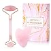 ASTOFLI Rosenquarz Roller & Gua Sha Stein zur Gesichtspflege, Anti-Aging 100% natürlicher Gua Sha Rosenquarz Stein und Face Roller, Reduziert geschwollene Augen und Augenringe, Lindert feine Linien
