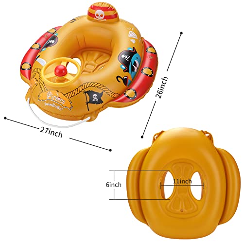 Inflatable Pirate Boat Pool Float Ride-On For Kids Age 2-6 Years(Yellow) #TOP4