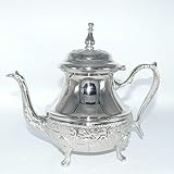  Orientalische Teekanne Marokko Kanne aus versilbertem Messing für Teezubereitung Orient 1001 Nacht- 1500 ml - 905765-0004