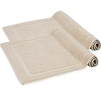 Komfortec Badvorleger Set 2 Teilig, Frottee Duschvorleger, Waschbar Duschmatte & Badteppich, 800 g/m² &100% Baumwolle, Saugfähig & Schnelltrocknend, 50 x 80 cm, Sand/Beige